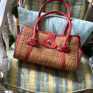 Missoni orange straw purse